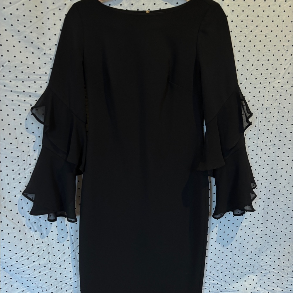 Calvin Klein Black Long Sleeve Dress with Ruffles